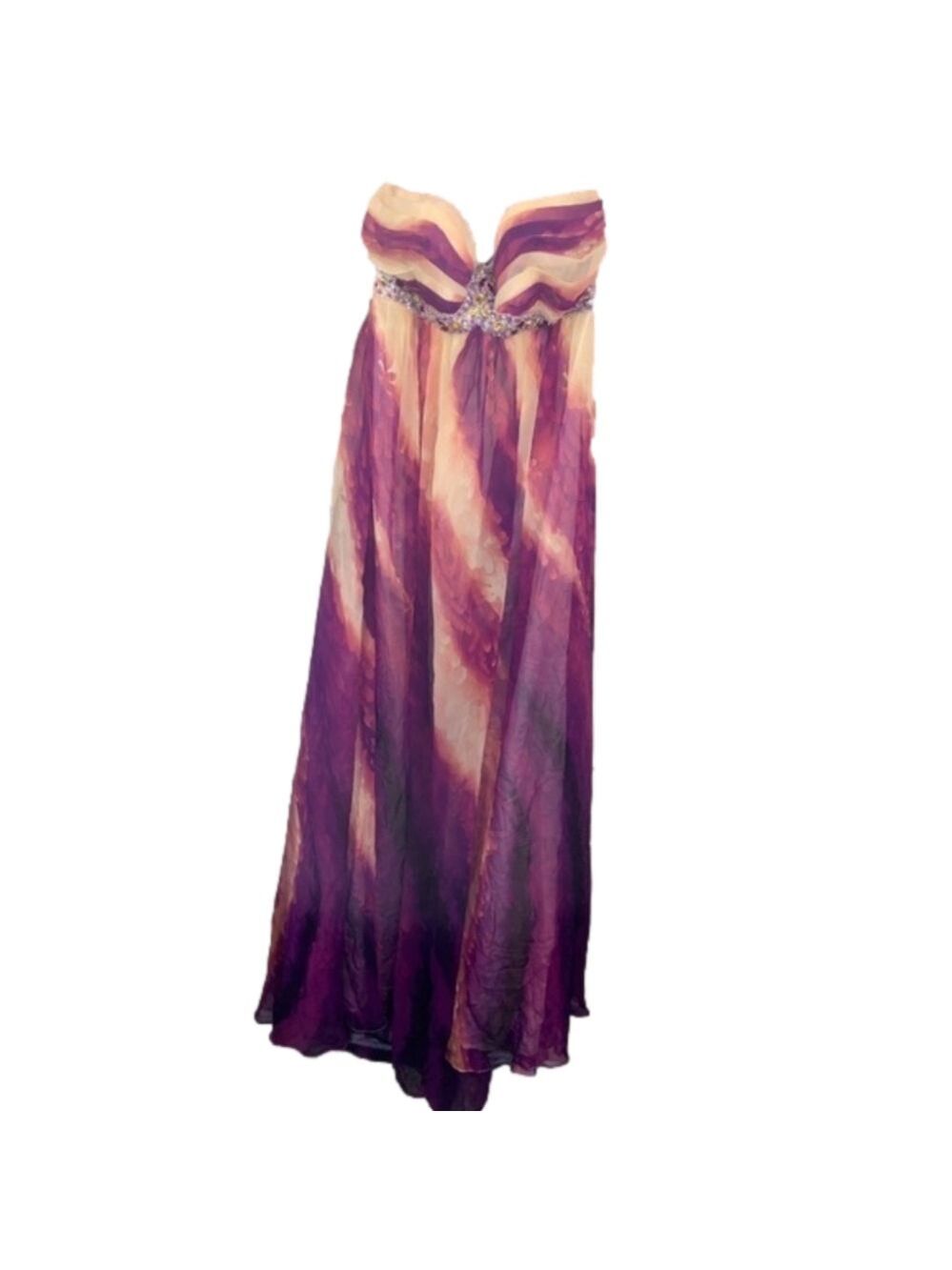 Alexia Blush Tie Dye Purple Gown Prom Dress new Size 8